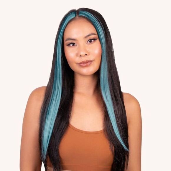 INH Hi-Lites - Aqua Blue - Clip-in Hair Extensions - Picture 1 of 5